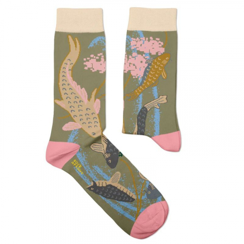 Socken Kunstwerke - Yoshitoshi "Karpfen schwimmen unter Wisteria"